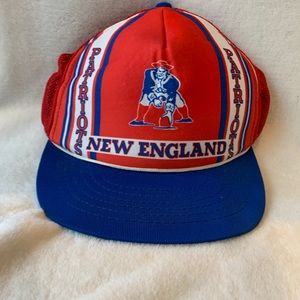 VINTAGE Rare 80s New England Patriots Red NFL Football Trucker Cap Hat Snapback